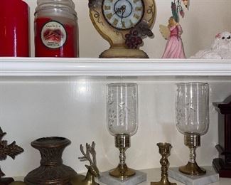 Marble and Glass Candlestick Holders