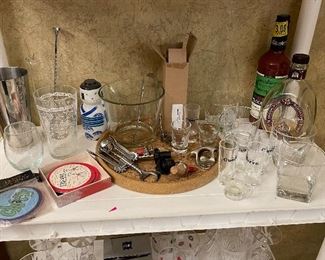 Varsity of Barware, Coasters, Rocks Glasses, Cocktail Shakers