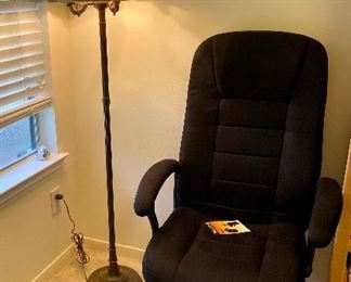 Black office Chair, Vintage  Floor Lamp