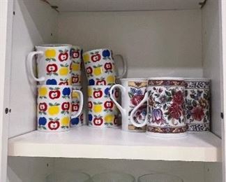 Beery Mugs, Fitz and Floyd Fruit Coffee Mugs, and Others