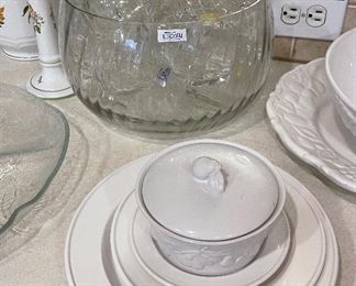 Tuscany Swirl Glass Punch Bowl, Cups and Glass Laddle