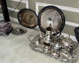 Silver-plated Tea Set on Tray
