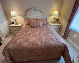 Queen bedroom set by Stanley: Queen Posturepedic mattress, box, & frame, 2 nightstands