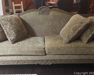 Beautiful Bernhardt 2 Cushion Roll Armed Sofa with Matching throw Pillows