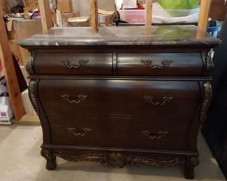 Beautiful Marble Top Bombay Style 4 Drawer Chest of Drawers