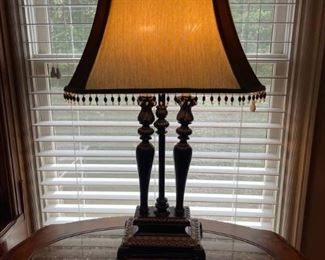 Dark Bronze Metal 2 Light Table Lamp with Shade