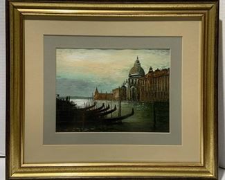 Framed and Matted Oil Painting of Venice Italy