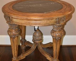 French Louis XVI Style Round Marble Top Entry Table