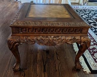 Grecian Leather Top End Table