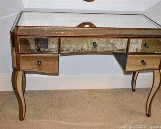 Hollywood Regency Style Mirrored Vanity Table