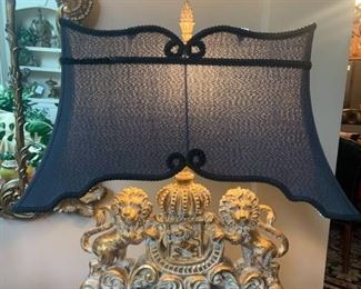 Lion Crest Table Lamp by Horchow