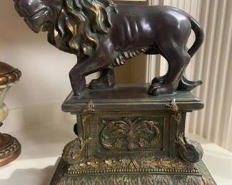 Lion Statue on Gold Gilded Base