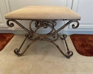 Metal and Upholstered Bathroom Bench