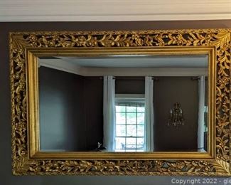 Ornately Carved Oversized Frame Beveled Mirror