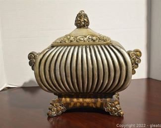 Silver and Gold Wash Tea Caddy with Lift off Lid