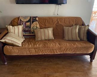 Plush sofa - folds out to futon/bed