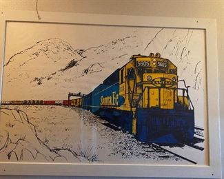 X-Large Santa FE watercolor print and frame  66" x 48" 