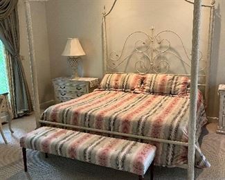 King metal bed frame (bedding for sale too and it matches the bench!)
