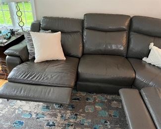 gray leather three electric recliners