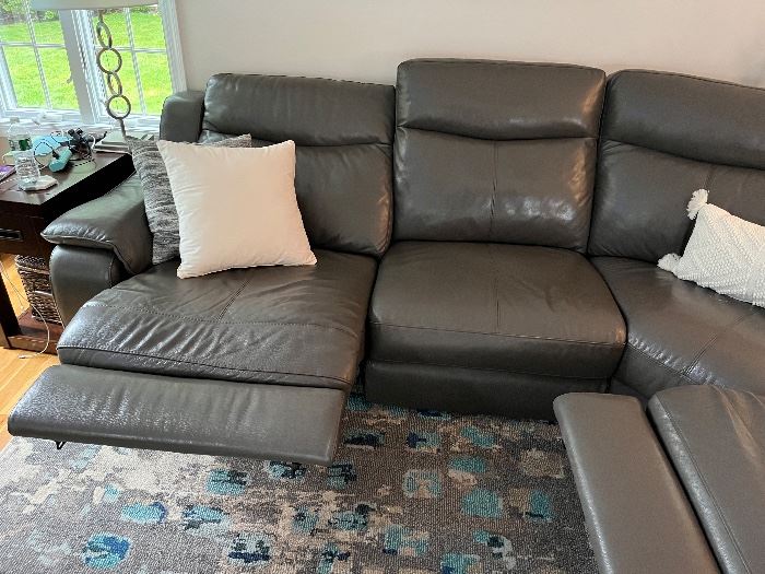 gray leather three electric recliners