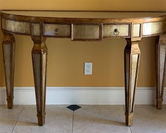 Theodore Alexander Entry Table w Antique Mirrored Finish