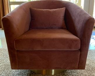 Perigold Skye 29.92" W Velvet Swivel Barrel Chair