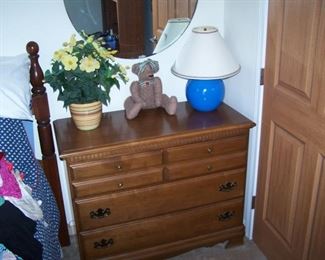 MAPLE CHEST, LAMP & MISC.