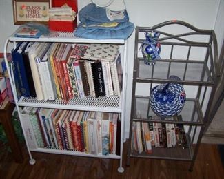 METAL SHELVES & BOOKS & MISC.