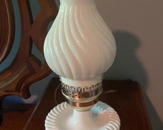 Milk Glass Dresser Lamp