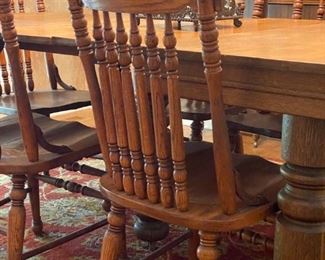 6 Antique Ferguson's, Tiger Oak Carved Back Chairs
