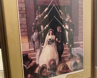 Don Stivers, "Wedding At West Point", Signed and Numbered Framed Print, 1991'.   Military History Art