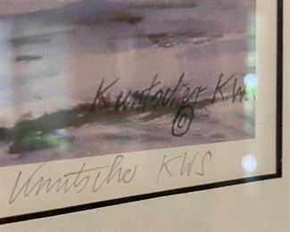 Klaus Kuntscher signed watercolor framed print