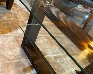 Two Tier Glass and Wood Coffee Table