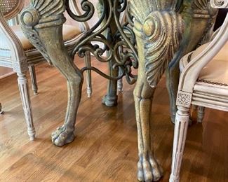 Unique Kitchen table with thick glass top and 4 Cane Back chairs