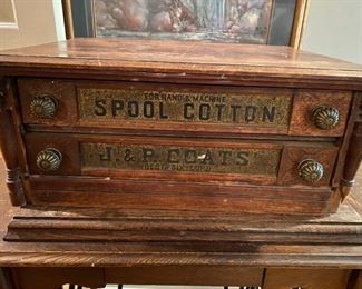 Antique J&P Coats, Spool Cotton Tabletop Drawers