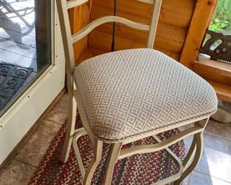 Iron Bistro Set - Thick glass top and 2 Cream & Tan Chairs