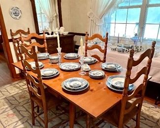 Dining Room Table with 8 Chairs - Currier and Ives China