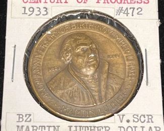 011 1933 Chicago Expo Martin Luther Dollar