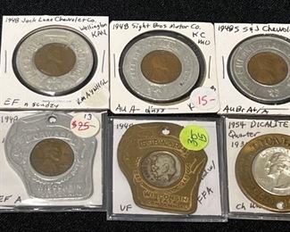 136 Encased Pennies 1940s 1950s Encased Quarter
