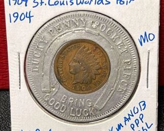 144 1904 St Louis Worlds Fair Lucky Penny