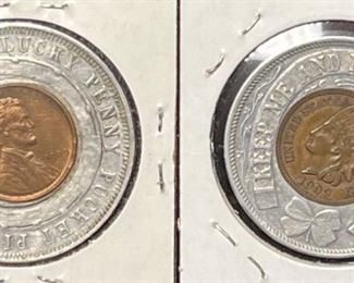 149 1909 AYPE Encased Cent Lincoln Indian Head