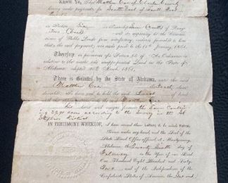 293 1862 Confederate States of America Alabama Land Deed