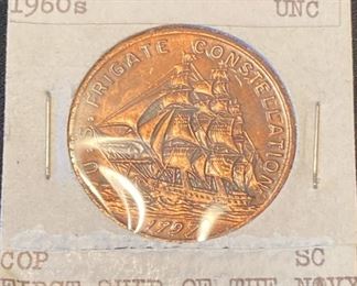 314 1960s Uncirculated USS Frigate Constellation Token