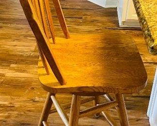 27______$90 	
Pair of Oak Counter height barstools • 44T - 24 to the seat 