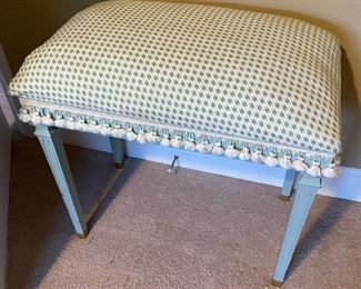 43______$80 	
Bench baby blue with storage   • 24H x 25 1/2L x 14 1/2D 