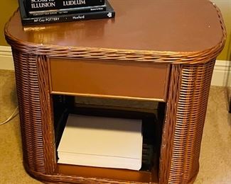46______$75 	
Copper style wicker table  • 24 x 25 x 19 with one drawer 