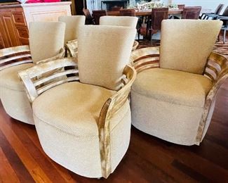 5______$695 
Set of 5 swivel chairs on wheels counter or table height • 36Tx 30W wood arms