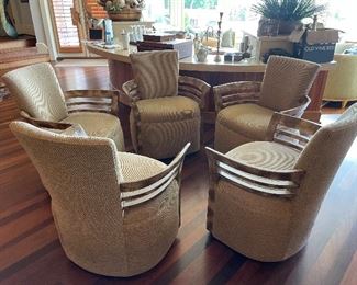 5______$695 
Set of 5 swivel chairs on wheels counter or table height • 36Tx 30W wood arms