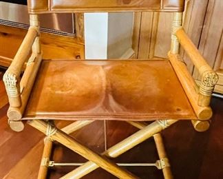 6______$200 
Leather Campaign chair 32T - 18 to seat - 23 arm to arm 