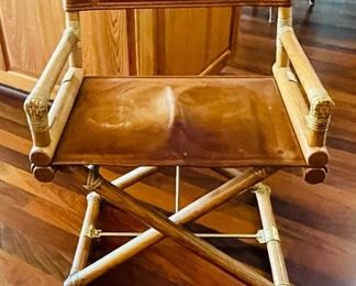 6______$200 
Leather Campaign chair 32T - 18 to seat - 23 arm to arm 